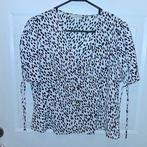 Topshop Black and White Spotted Blouse